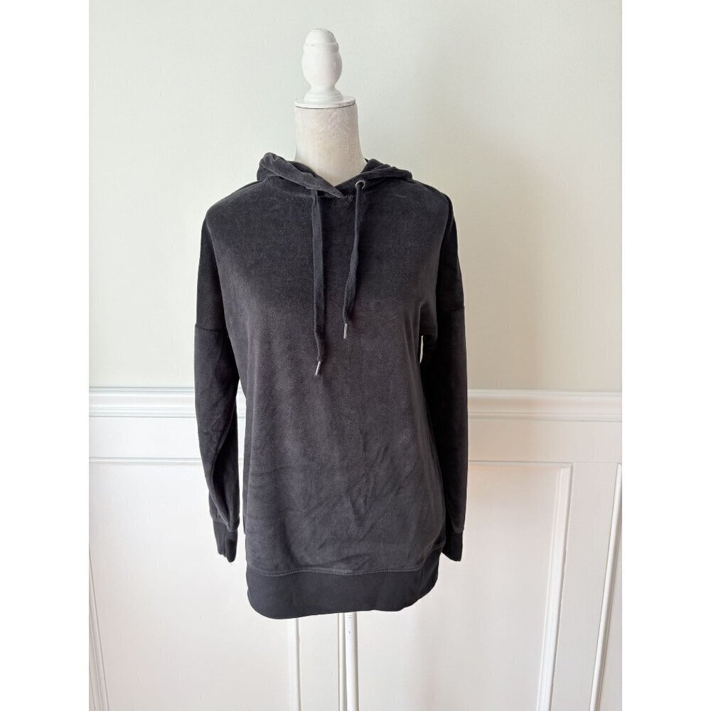 Aeropostale Black Velour Hoodie XS/S Soft & Cozy Pullover Sweatshirt With Hood